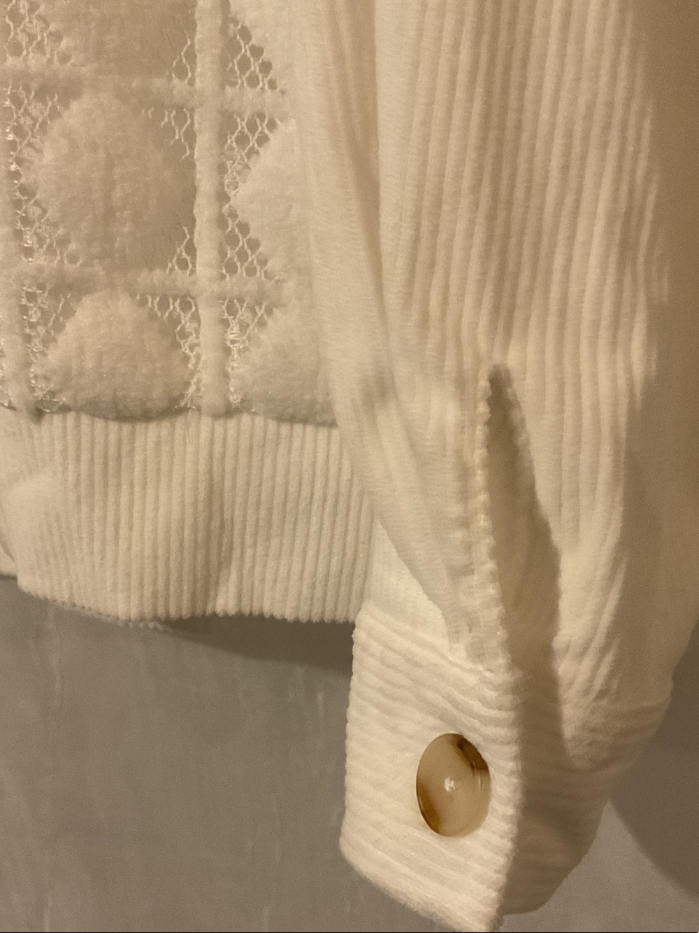 Indigo Rd. Cream Button-Front Textured Knit Lace Ribbed Cardigan PXL - Picture 3 of 12